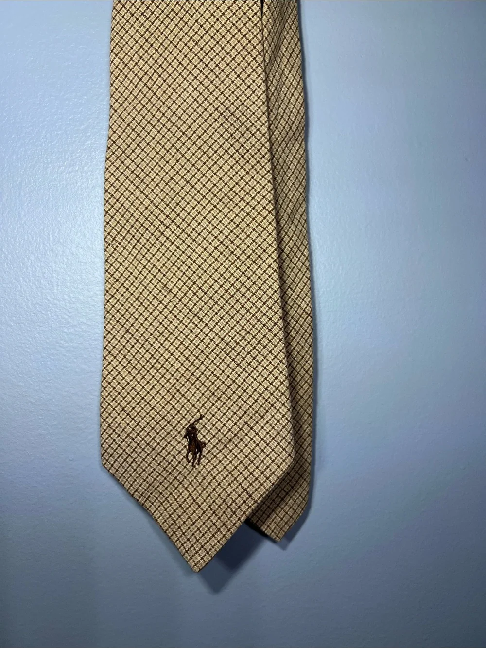 Polo by Ralph Lauren Men’s Brown Diamond Pattern Linen Tie Embroidered Polo Pony